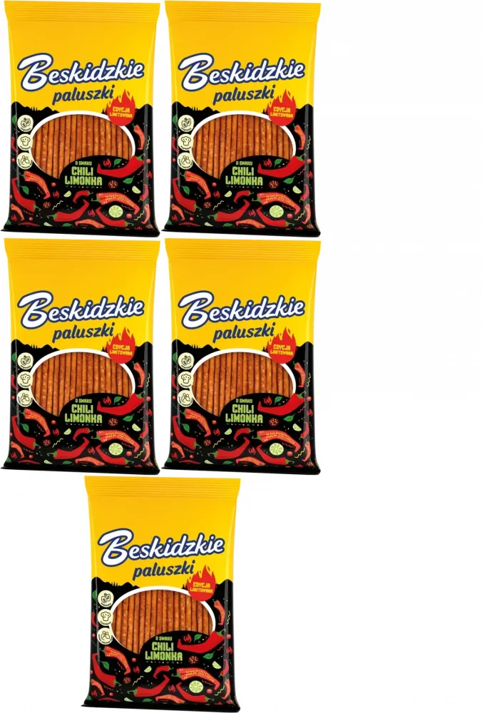 5x Paluszki Beskidzkie Aksam, o smaku chili i limonki, 60g