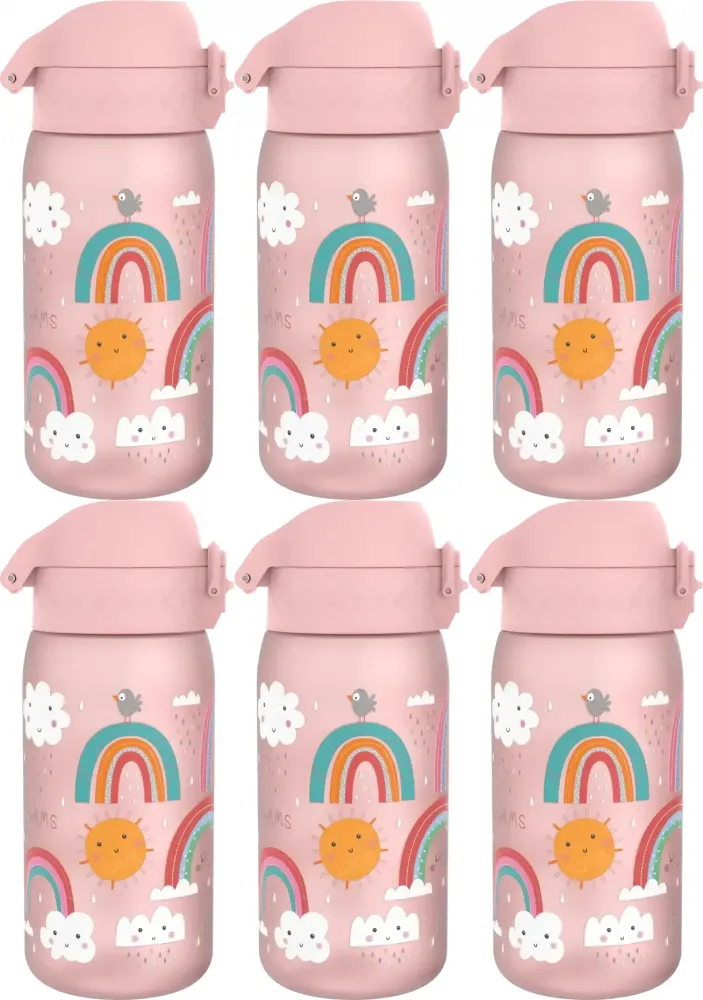 6x Bidon ION8 Rainbows, recyclon/tritan, 350ml, różowy