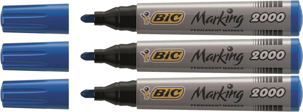 3x marker permanentny Bic 2000, okrągła, 4.95mm, niebieski