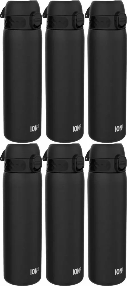 6x Bidon ION8 Black, stal nierdzewna, 600ml, czarny
