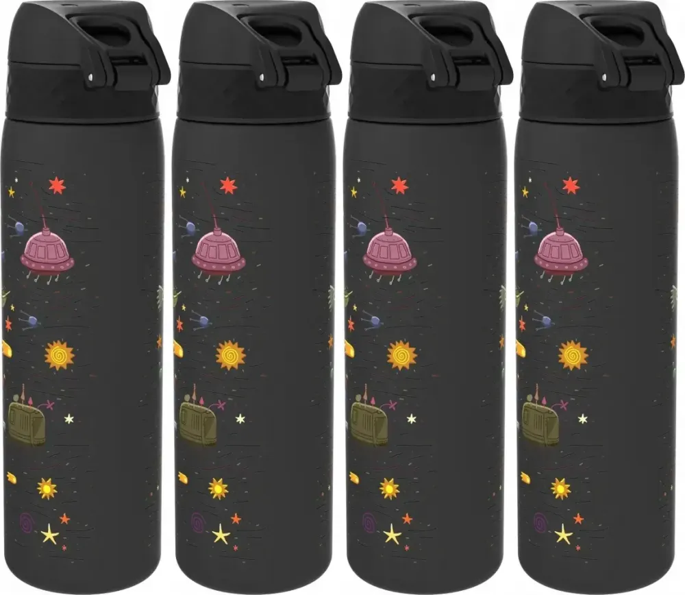 4x Bidon ION8 Spaceships, recyclon/tritan, 500ml, czarny