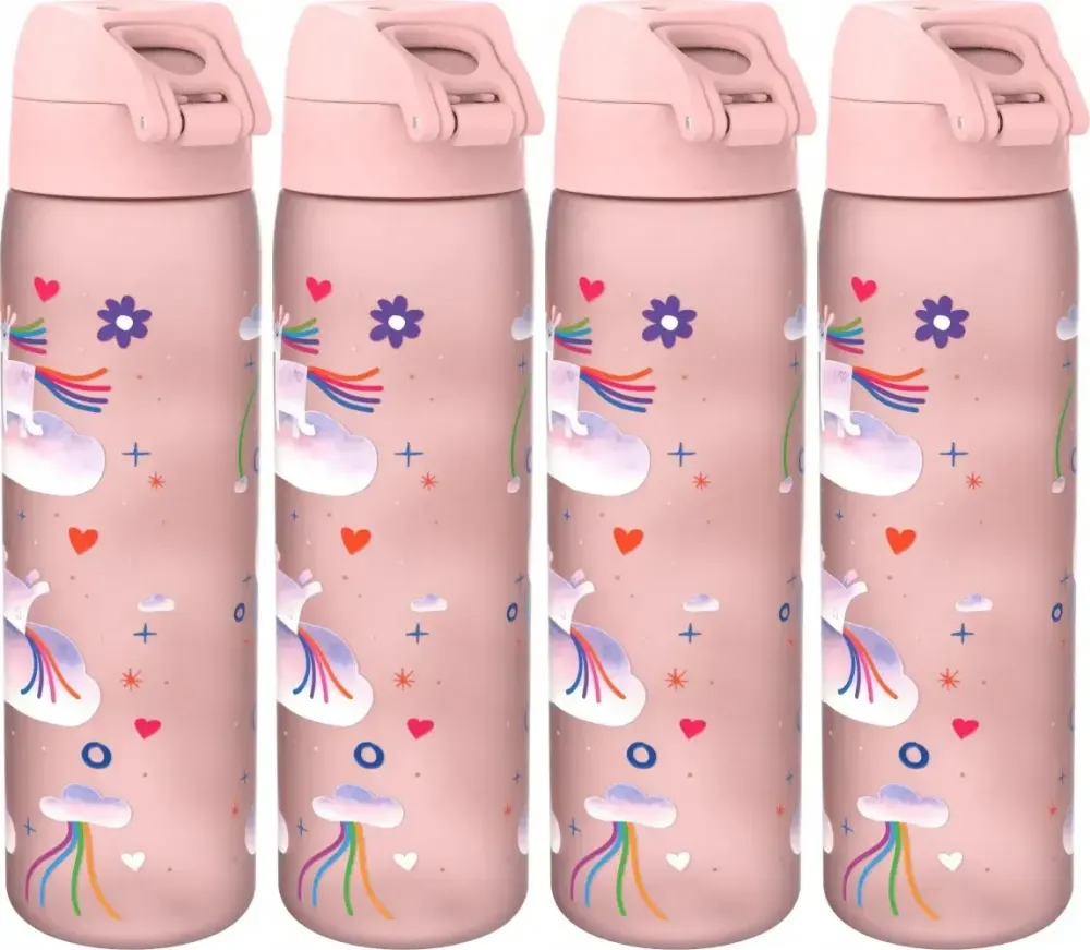 4x Bidon ION8 Unicorn Rainbows, recyclon/tritan, 500ml, różowy