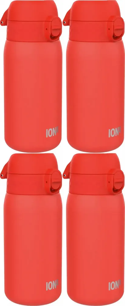 4x Bidon ION8 Red, stal nierdzewna, 400ml, czerwony