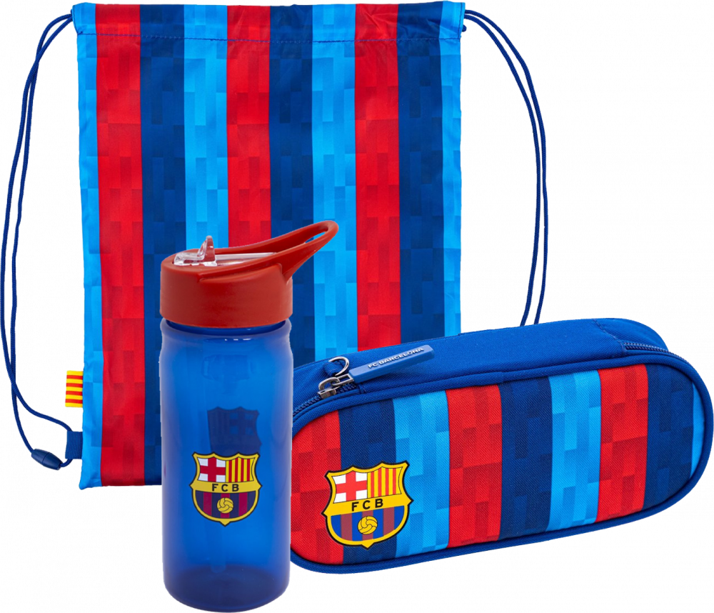 Zestaw: Piórnik saszetka + worek na buty + bidon na wodę Astra FC Barcelona