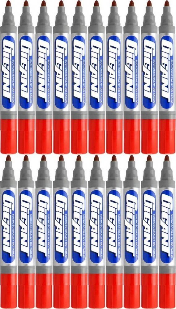 20x Marker suchościeralny Kamet, Gigant, okrągła, 3mm, czerwony