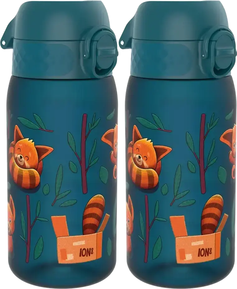 2x Bidon ION8 Red Pandas, recyclon/tritan, 350ml, granatowy