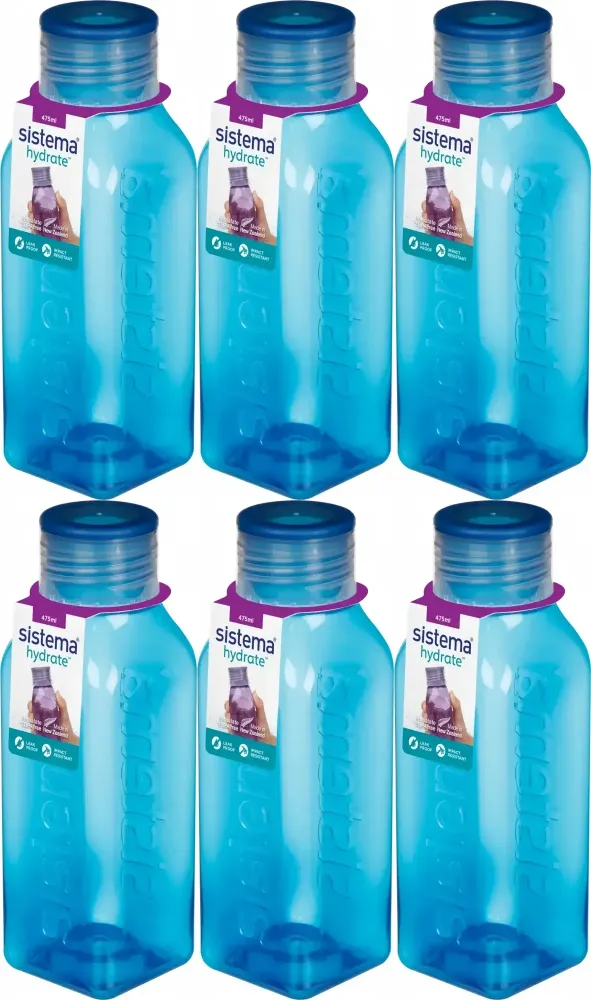 6x Bidon Sistema Square, 475ml, mix kolorów