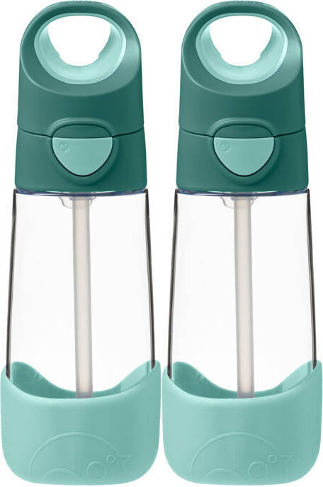2x Bidon na wodę B.Box, ze słomką, tritan, 450ml, Emerald Forest