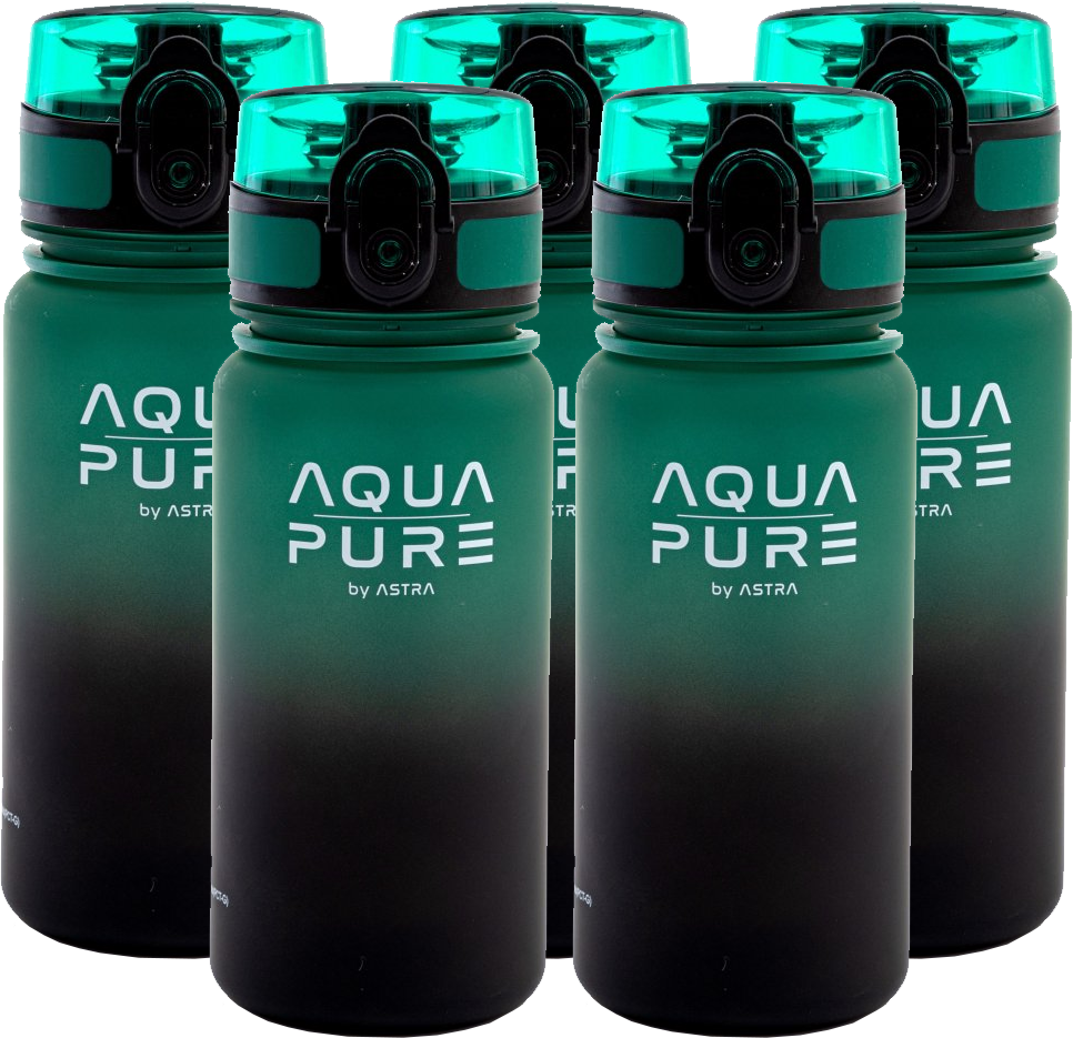 5x Bidon Astra Aqua Pure, tritan, 400ml, zielono-czarny