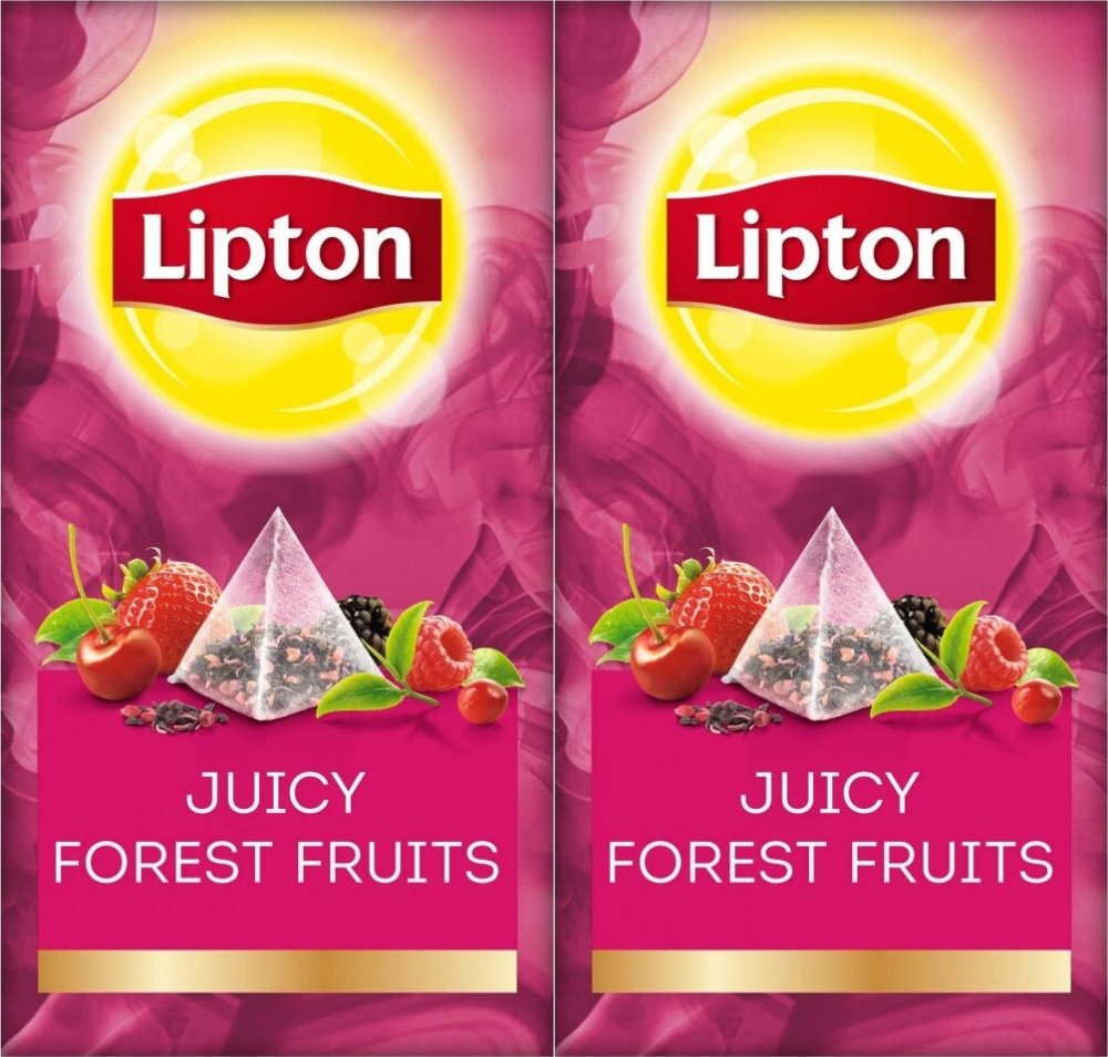 2x Herbata owocowa w piramidkach w kopertach Lipton, owoce leśne, 25 sztuk x 1.7g