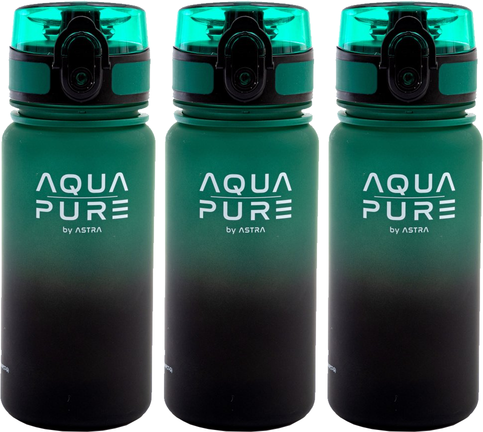 3x Bidon Astra Aqua Pure, tritan, 400ml, zielono-czarny