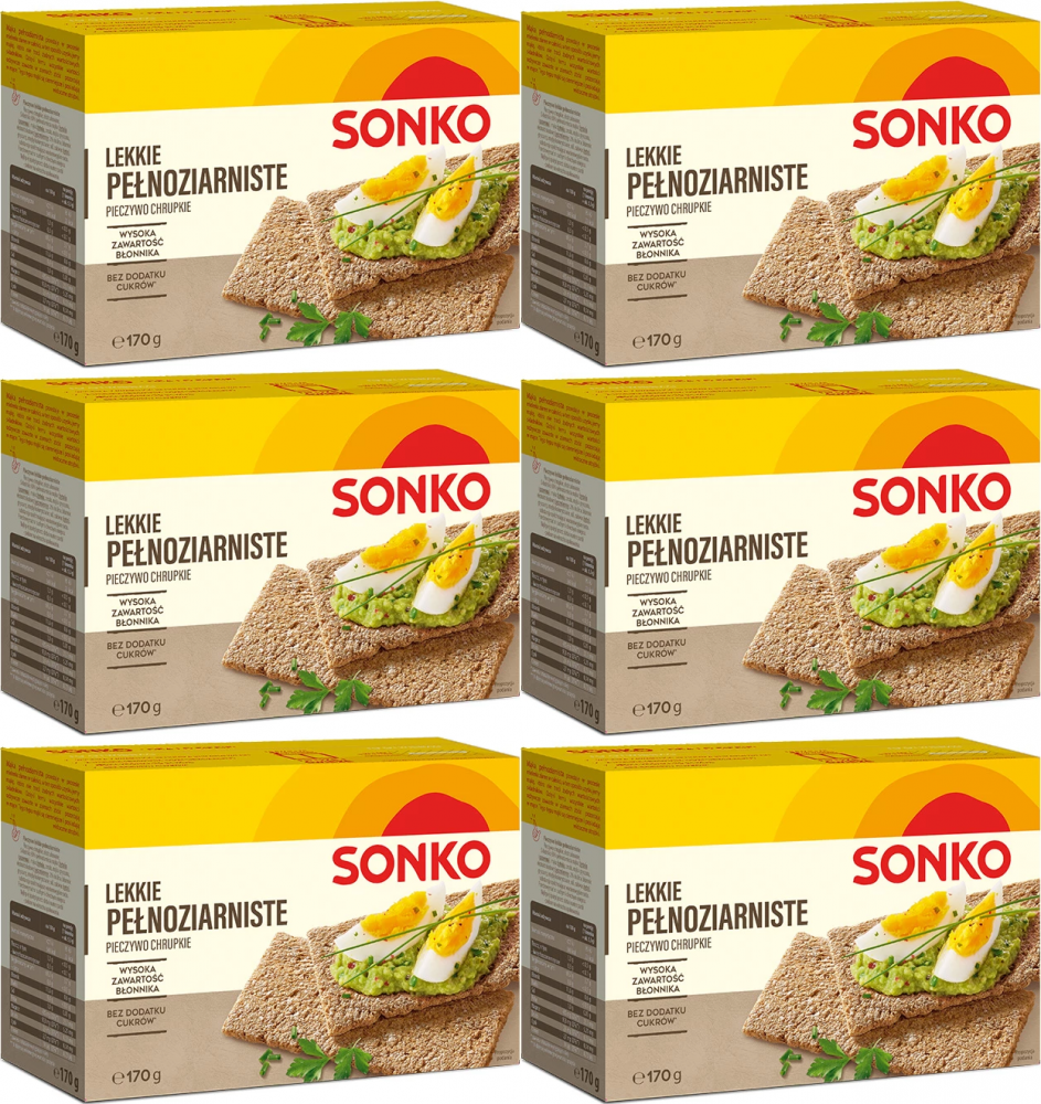 6x Pieczywo lekkie Sonko, pełnoziarniste, 170g