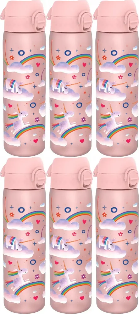 6x Bidon ION8 Unicorn Rainbows, recyclon/tritan, 500ml, różowy