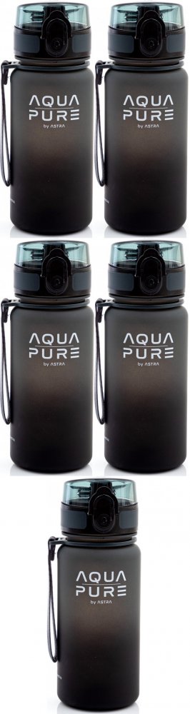 5x Bidon Astra Aqua Pure, tritan, 400ml, szaro-czarny