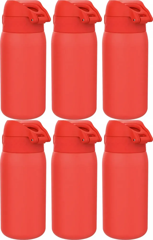 6x Bidon ION8 Red, stal nierdzewna, 400ml, czerwony