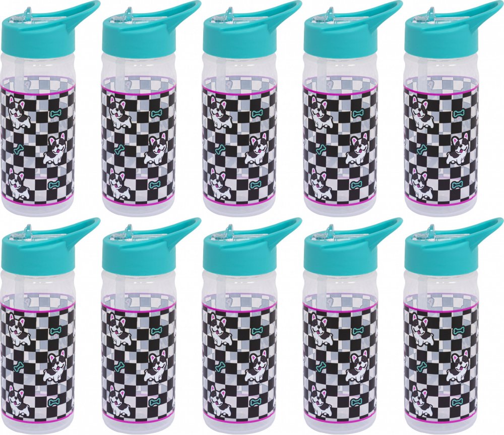 10x Bidon na wodę Astra Aqua Pure Cute Puppy, z rurką, 450ml, bez BPA