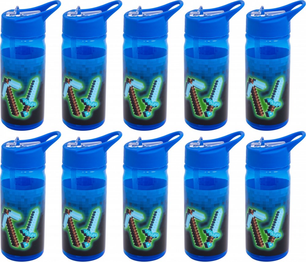 10x Bidon na wodę Astra Aqua Pure Blue Pixel, z rurką, 450ml, bez BPA