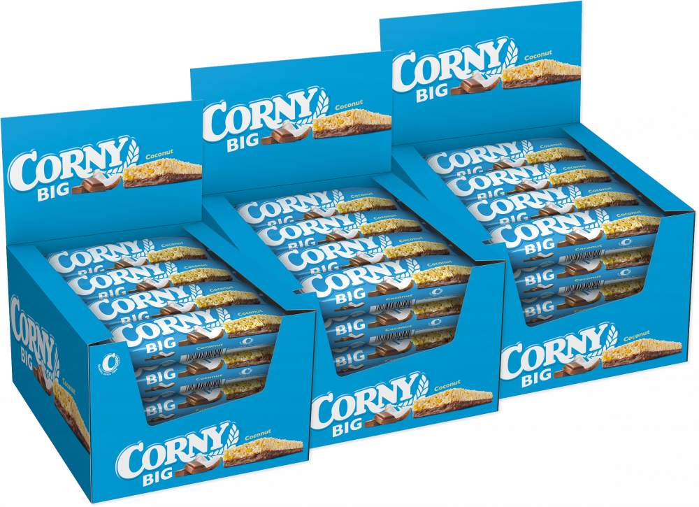 72x Baton zbożowy Corny Big z mleczną czekoladą i kokosem, 50g