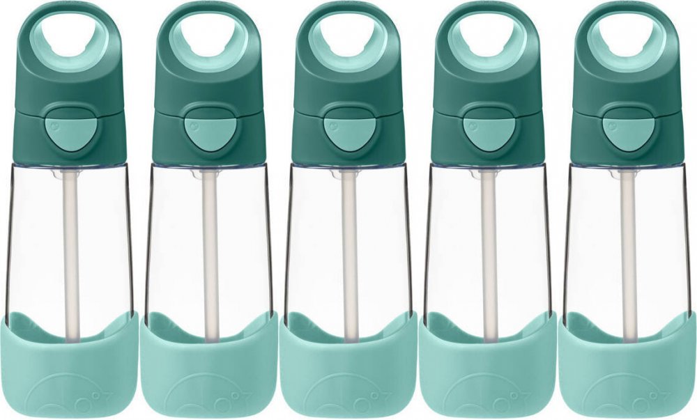 5x Bidon na wodę B.Box, ze słomką, tritan, 450ml, Emerald Forest
