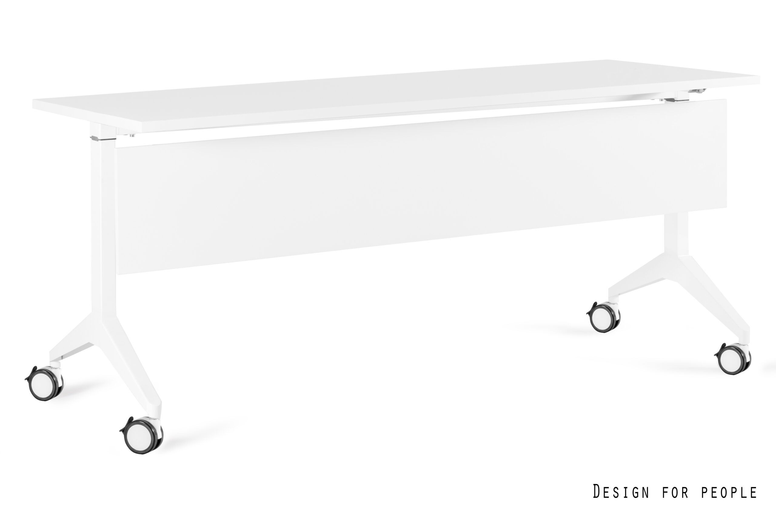 YUMI S mobilne biurko składane, biały stelaż, blat i panel maskujący (Wymiary blatu: 180 x 70 cm panel maskujący 180 x 30 cm, Kolor blatu: YZ-02 biały