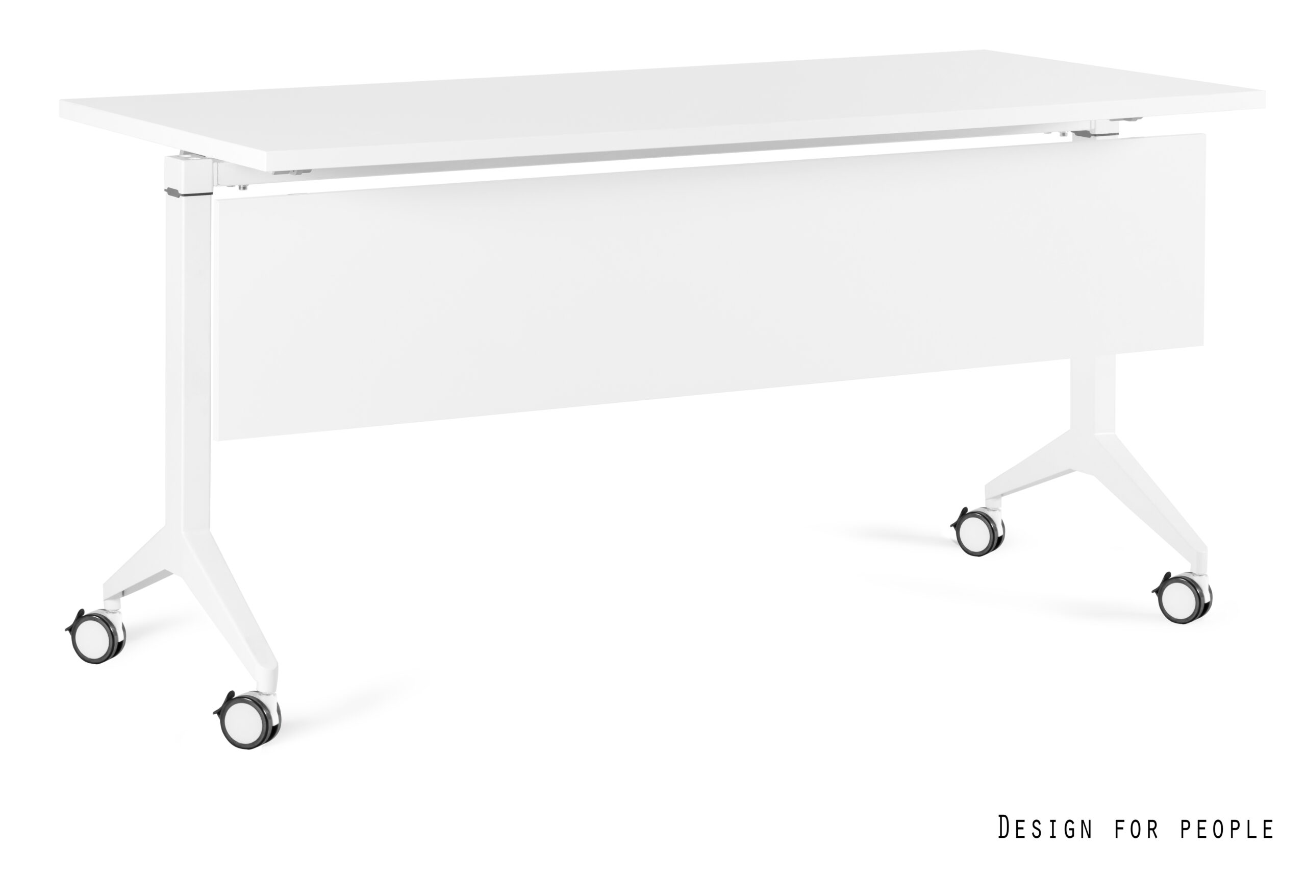 YUMI S mobilne biurko składane, biały stelaż, blat i panel maskujący (Wymiary blatu: 150 x 70 cm panel maskujący 150 x 30 cm, Kolor blatu: YZ-02 biały