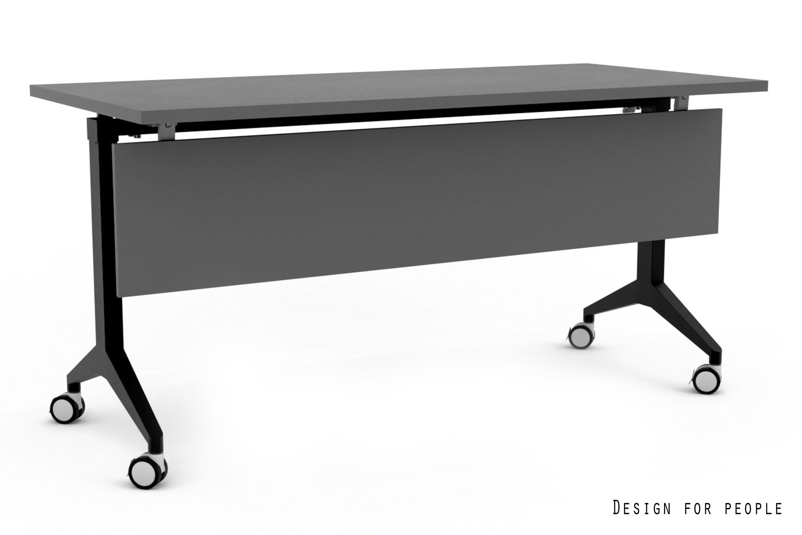 YUMI S mobilne biurko składane, czarny stelaż, blat i panel maskujący (Wymiary blatu: 180 x 70 cm panel maskujący 180 x 30 cm, Kolor blatu: YZ-13 antr