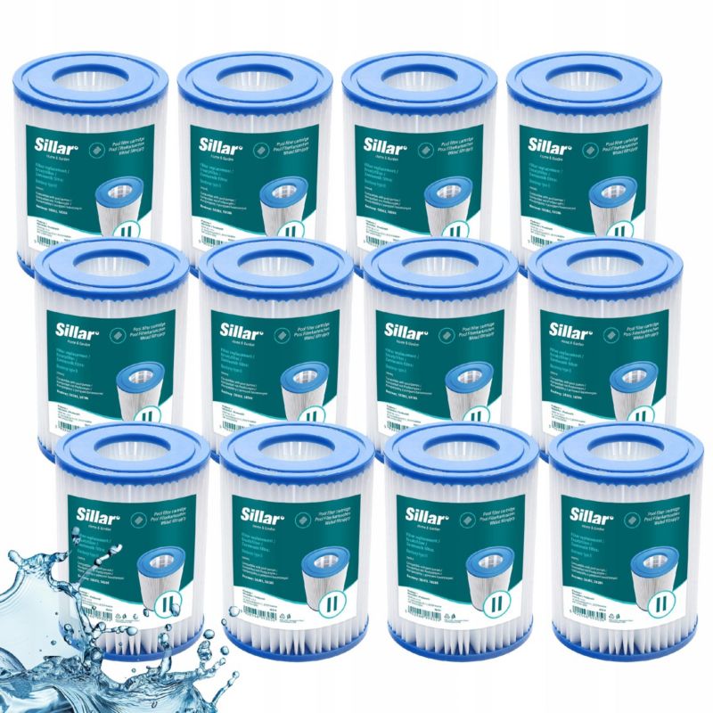 Filtr do basenu, jacuzzi, Sillar, wkład, zamiennik do pompy Bestway 58383 58386, typ II, 12szt