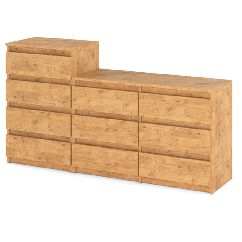 Komoda Hurtownia-Mebli Szuflady 10 Zestaw komód Hugo 64 160cm Dąb Lancelot Dąb Lancelot 160x33.5x92.5 cm 1szt.