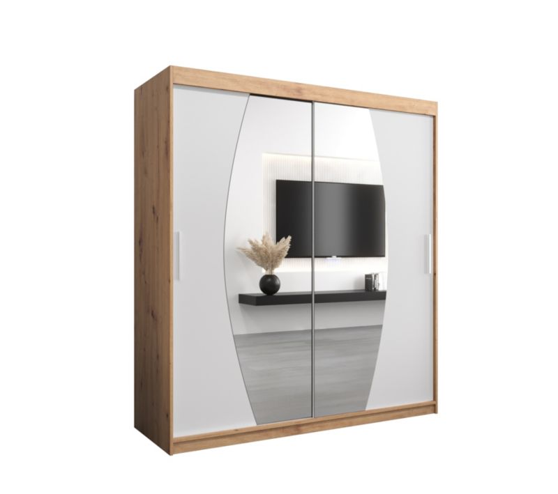 Szafa przesuwna Garderoba Abiks ELYPSE 180 dąb artisan + biały mat 1 szt.