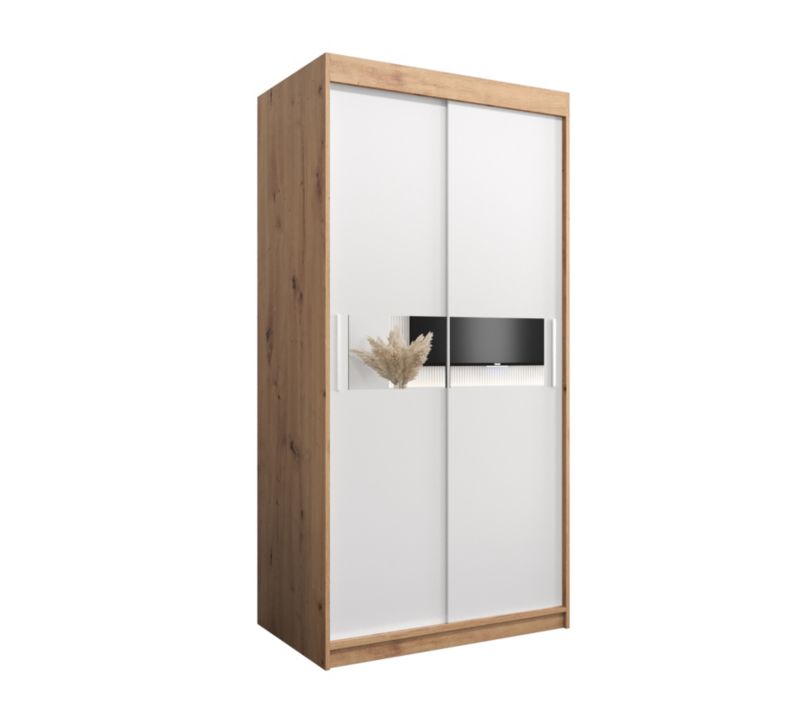Szafa przesuwna Garderoba Abiks HAWANA 3 100 dąb artisan + biały mat 1 szt.