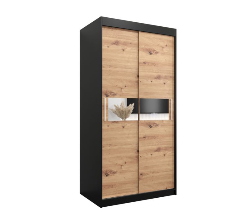 Szafa przesuwna Garderoba Abiks HAWANA 3 100 czarny mat + dąb artisan 1 szt.
