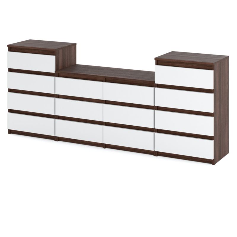 Komoda Hurtownia-Mebli Szuflady 14 Zestaw komód Hugo 464 220cm Dąb Wenge Biały Mat 220x33.5x92.5 cm 1szt.