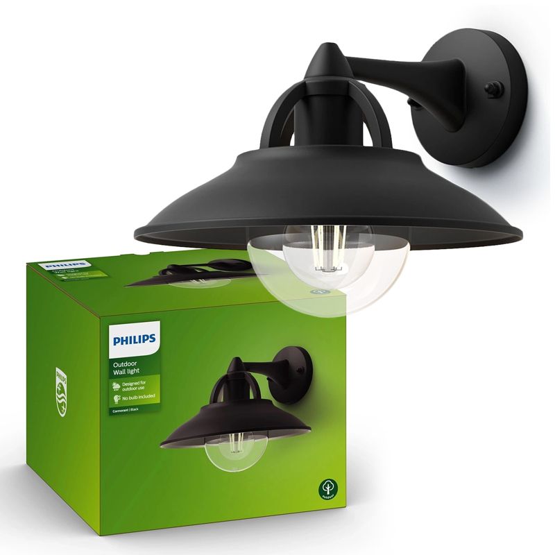 Kinkiet Ogrodowy Philips Lampa Elewacyjna Zewnętrzna Latarnia E27 IP44 Czarna 1 szt.