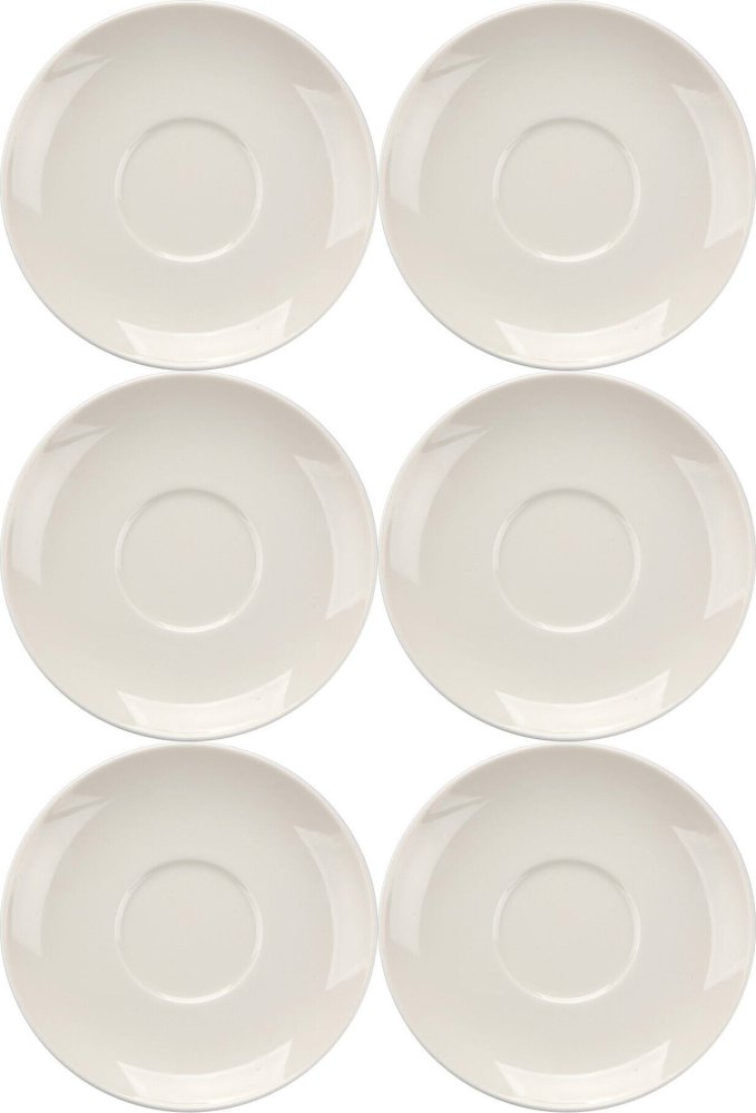 6x Talerz spodek Altom Design MariaPaula Nova Ecru, 15cm, porcelana, kremowy