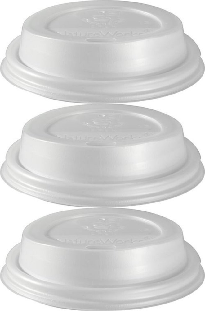 3x Pokrywka do kubka Duni 182531/182532, bioplastik (CPLA), 50 sztuk, biały