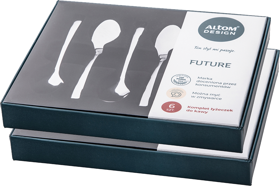 2x łyżeczka do kawy Altom Design Future, 6 sztuk, w pudełku flok, srebrny