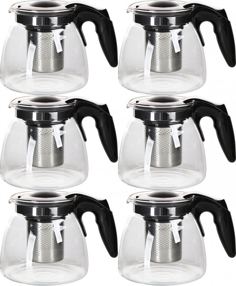 6x Dzbanek z zaparzaczem Altom Design, 900ml, szkło, przezroczysty