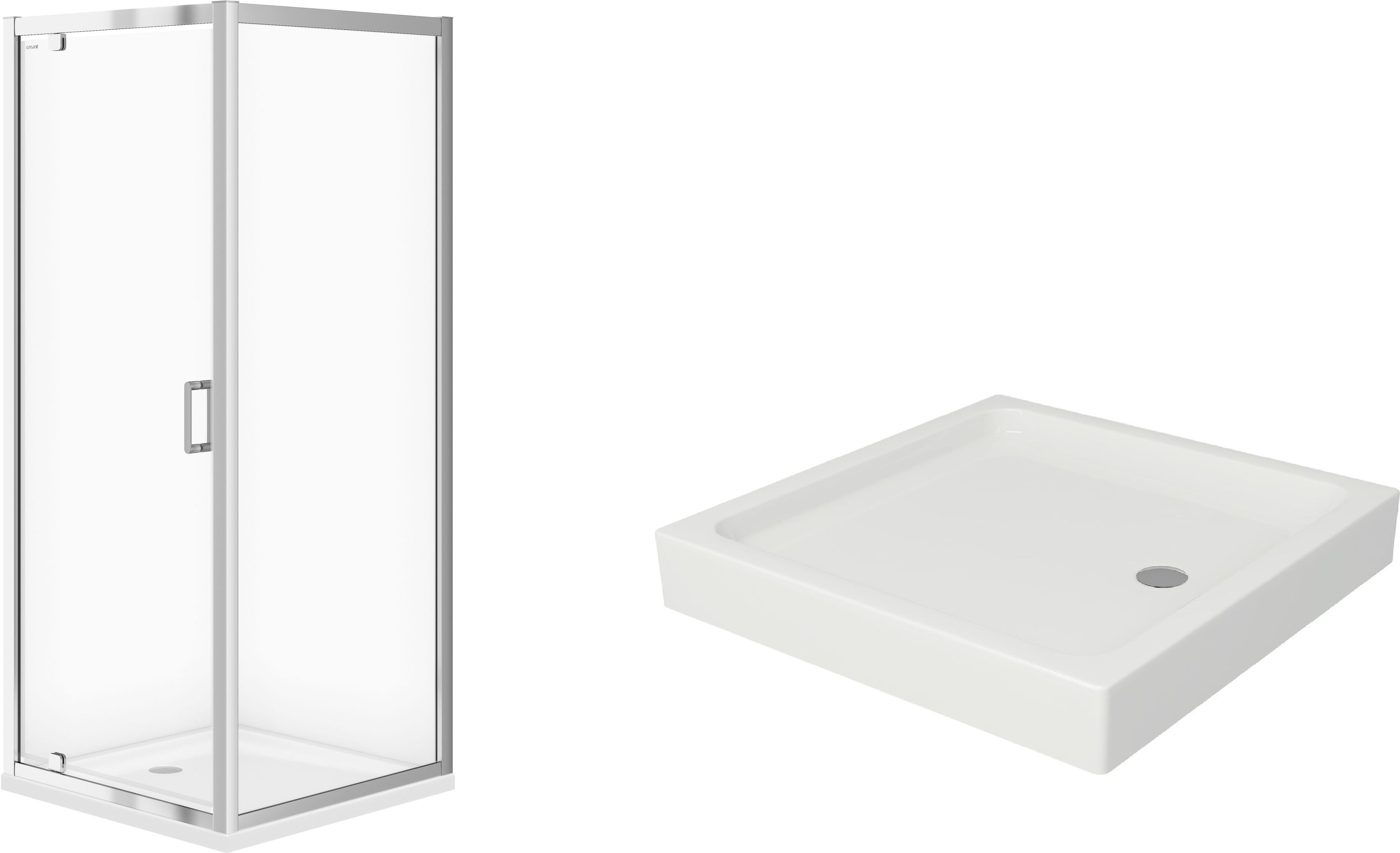 Zestaw Cersanit Arteco kabina prysznicowa 80x80 cm kwadratowa z brodzikiem Tako białym chrom/szkło przezroczyste (S157009, S204011)