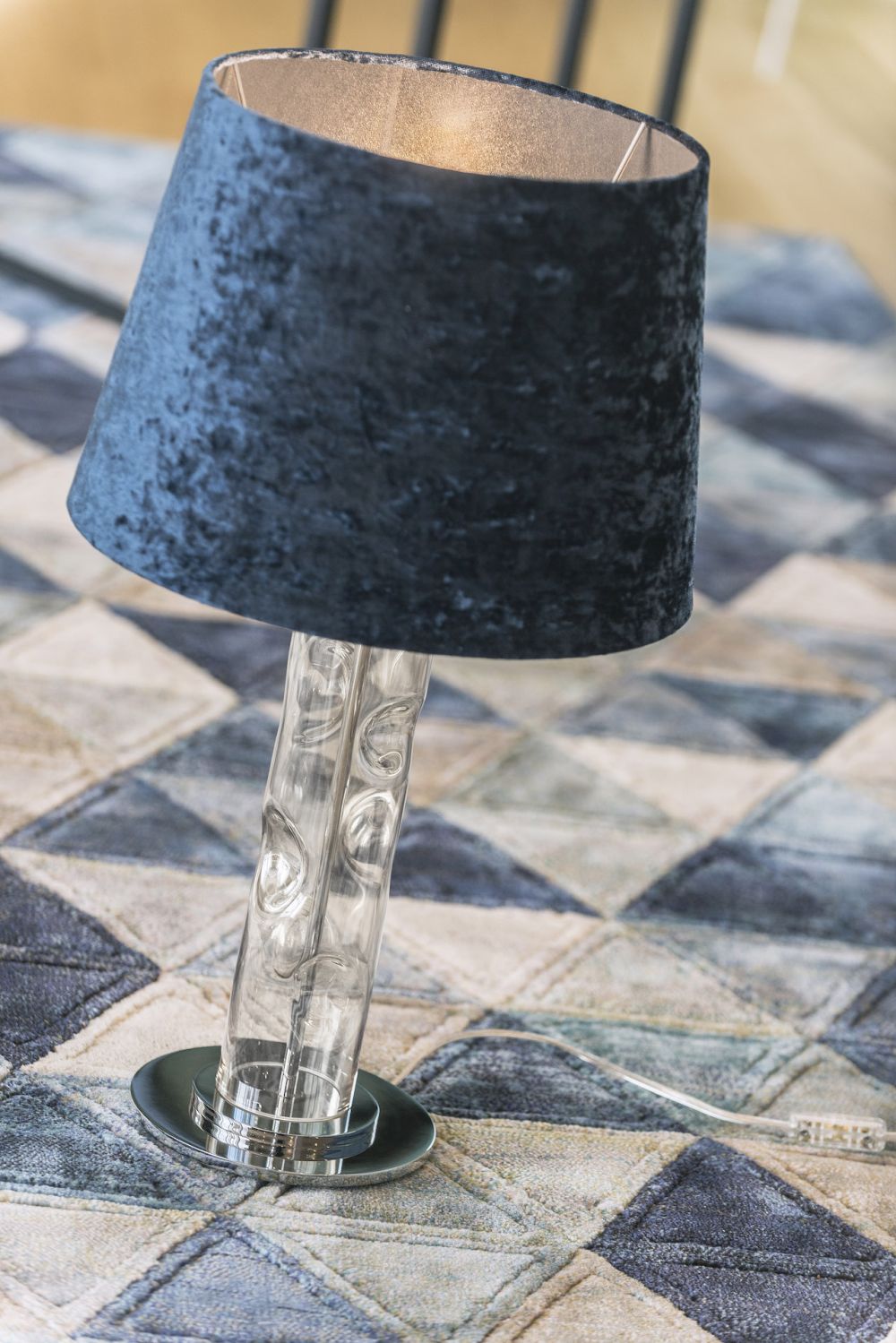 Argon Nancy lampa stołowa 1x15W granat/przeźroczysty/chrom 3843
