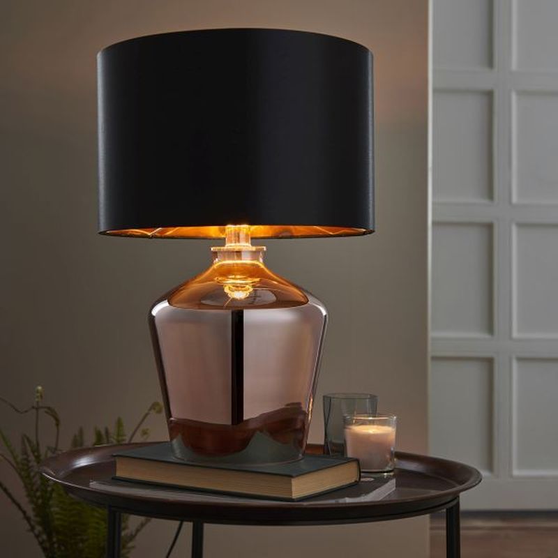 Endon Waldorf lampa stołowa 1x60W czarna/miedź 61149