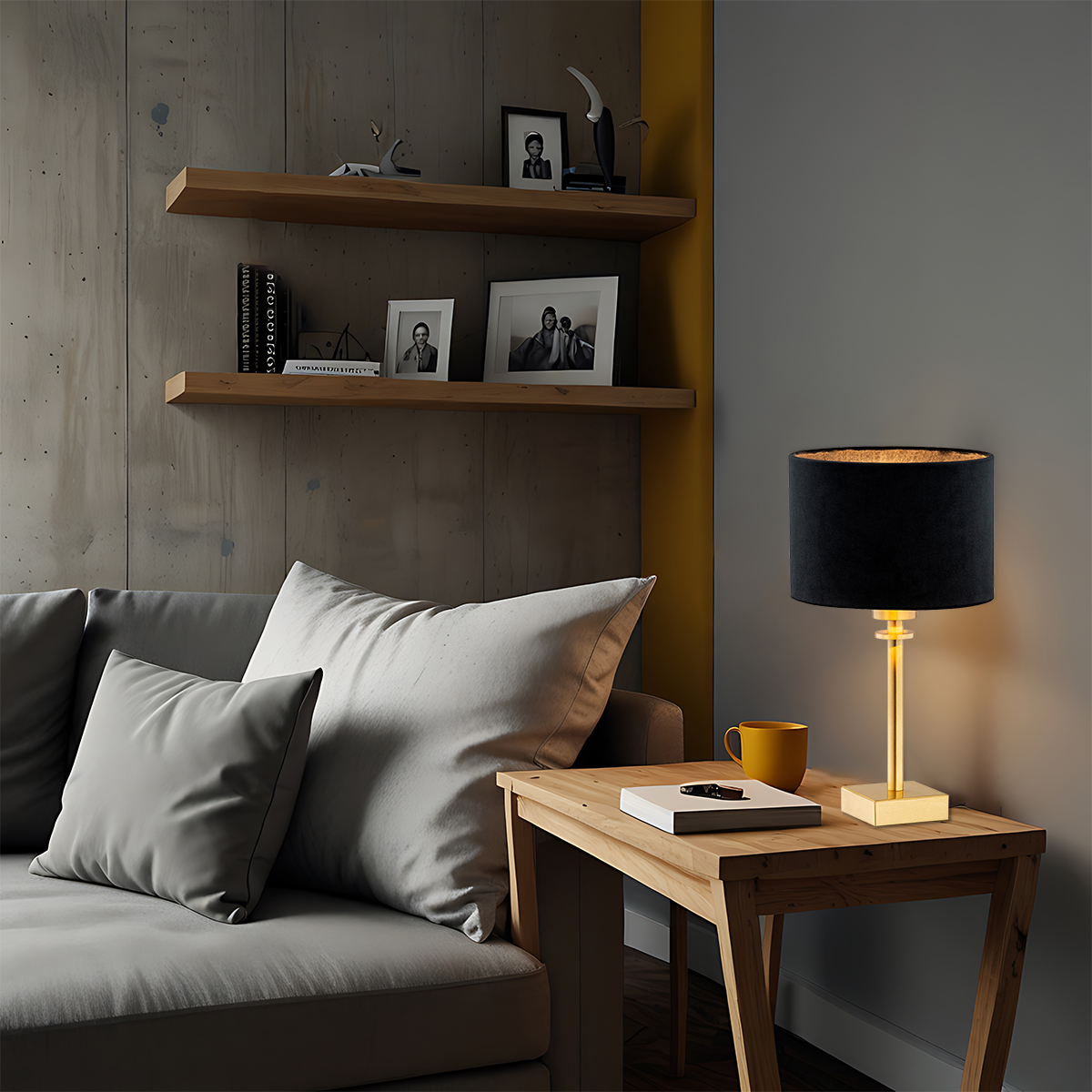 Argon Abbano lampa stołowa 1x15W czarny/mosiądz szczotkowany 8049