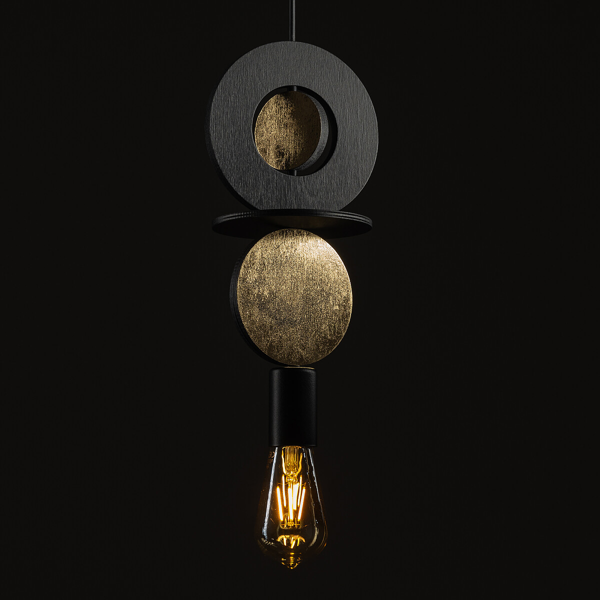 Nowodvorski Lighting Drops Wood lampa wisząca 1x25 W czarna-złota 11177