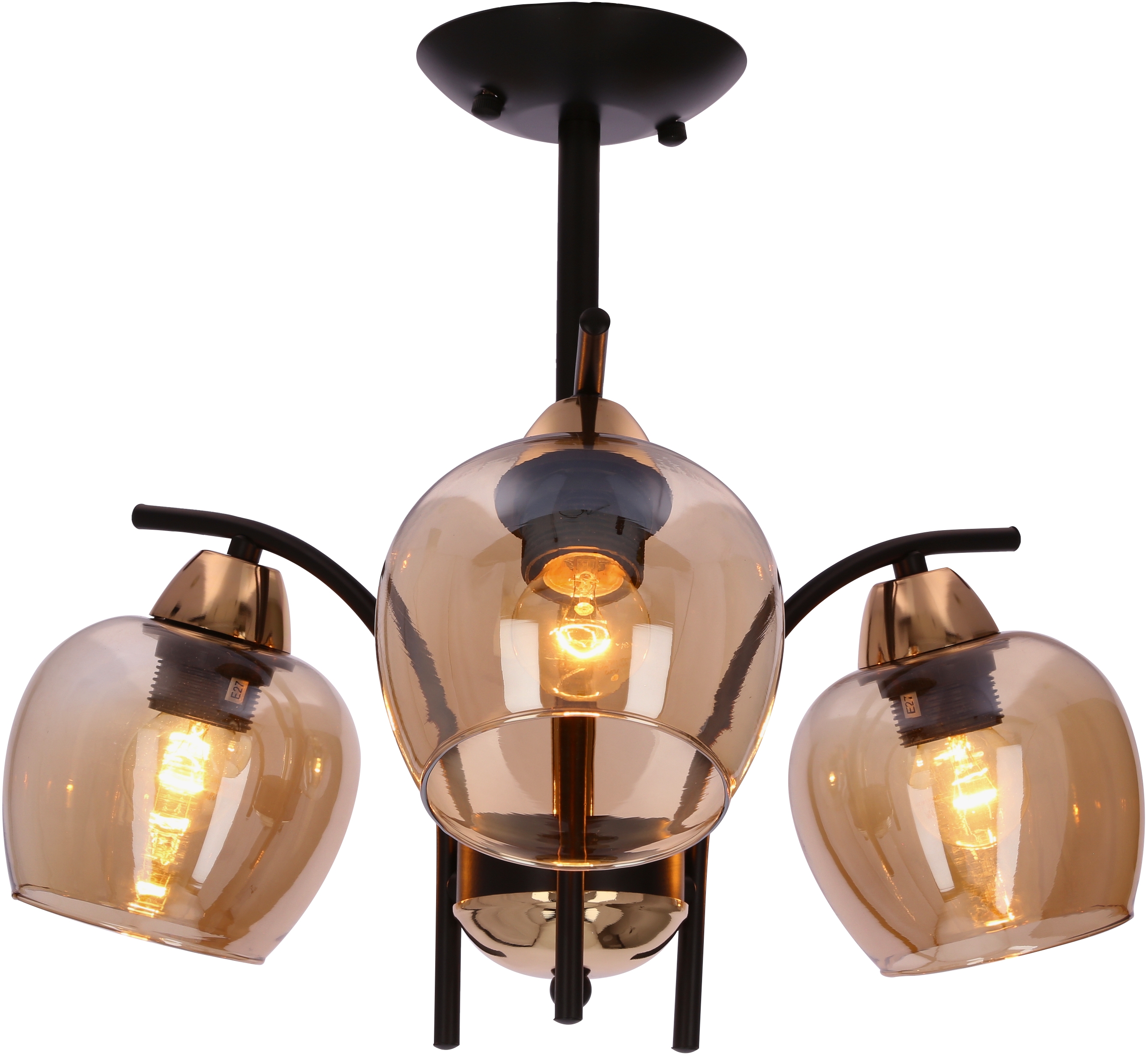Candellux Merra lampa wisząca 3x40 W czarna-bursztynowa 33-35318