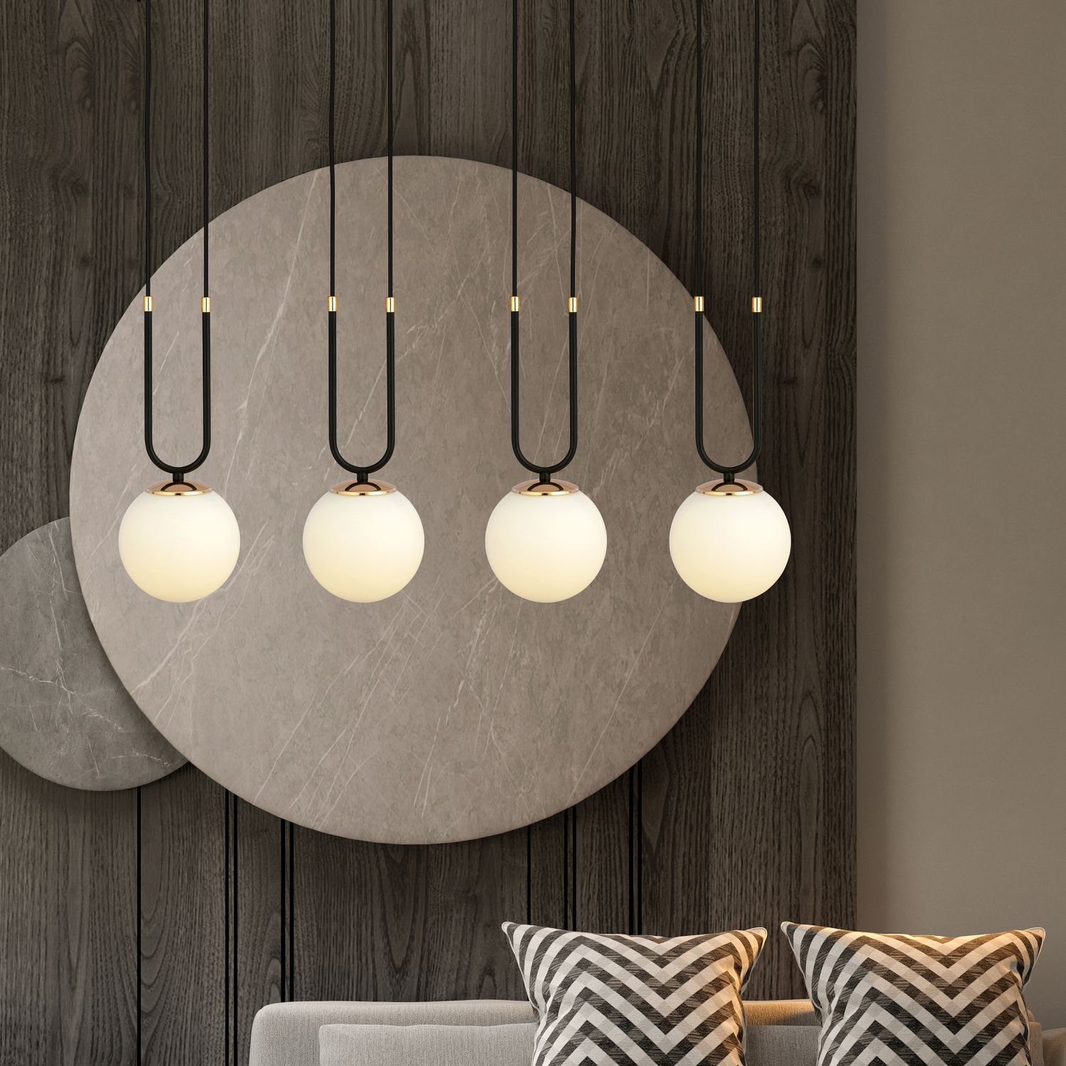Emibig Glam lampa wisząca 4x10 W czarna-opal 1112/4