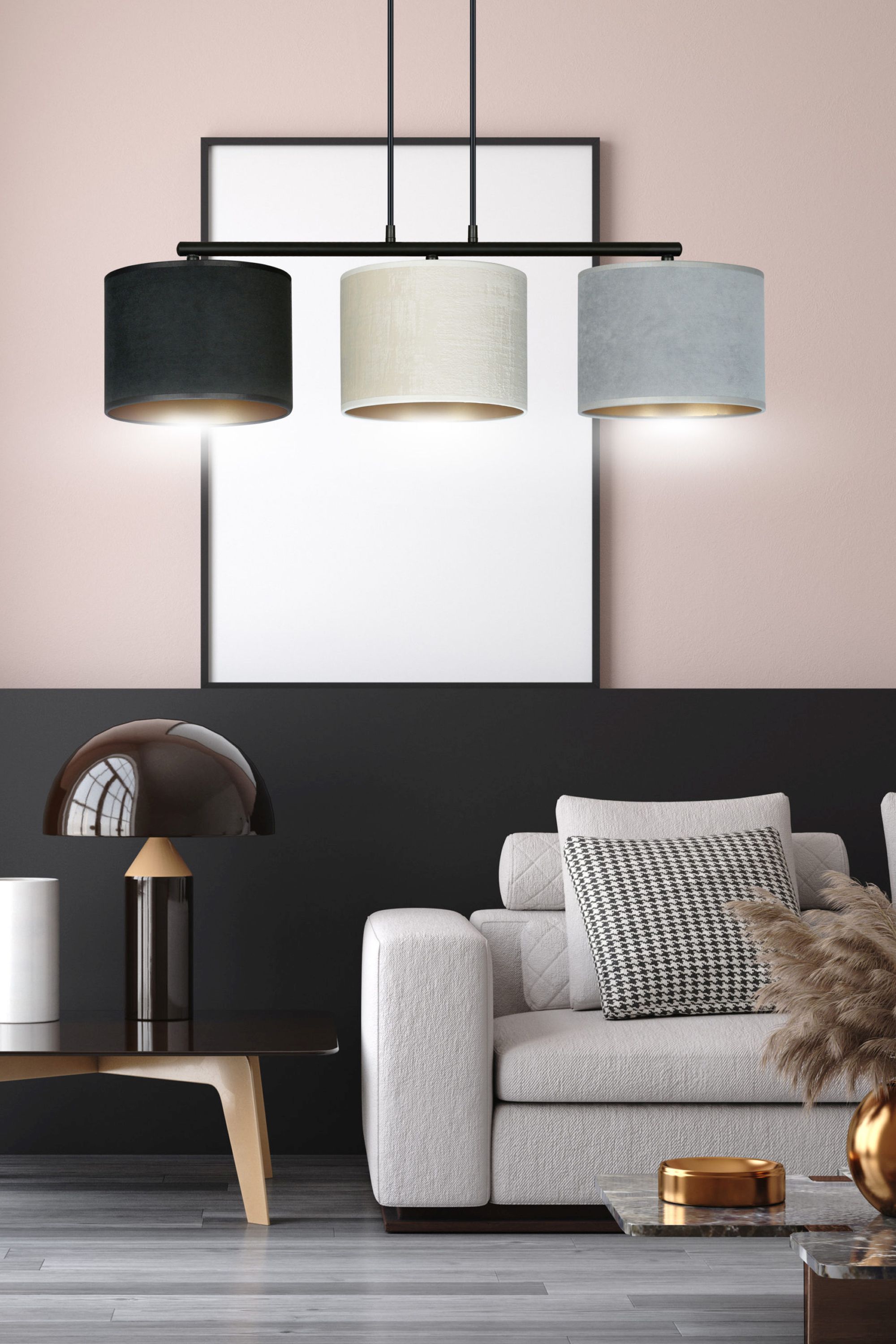 Emibig Hilde lampa wisząca 1x15 W biała-czarna-złota-szary/popielaty 1055/3