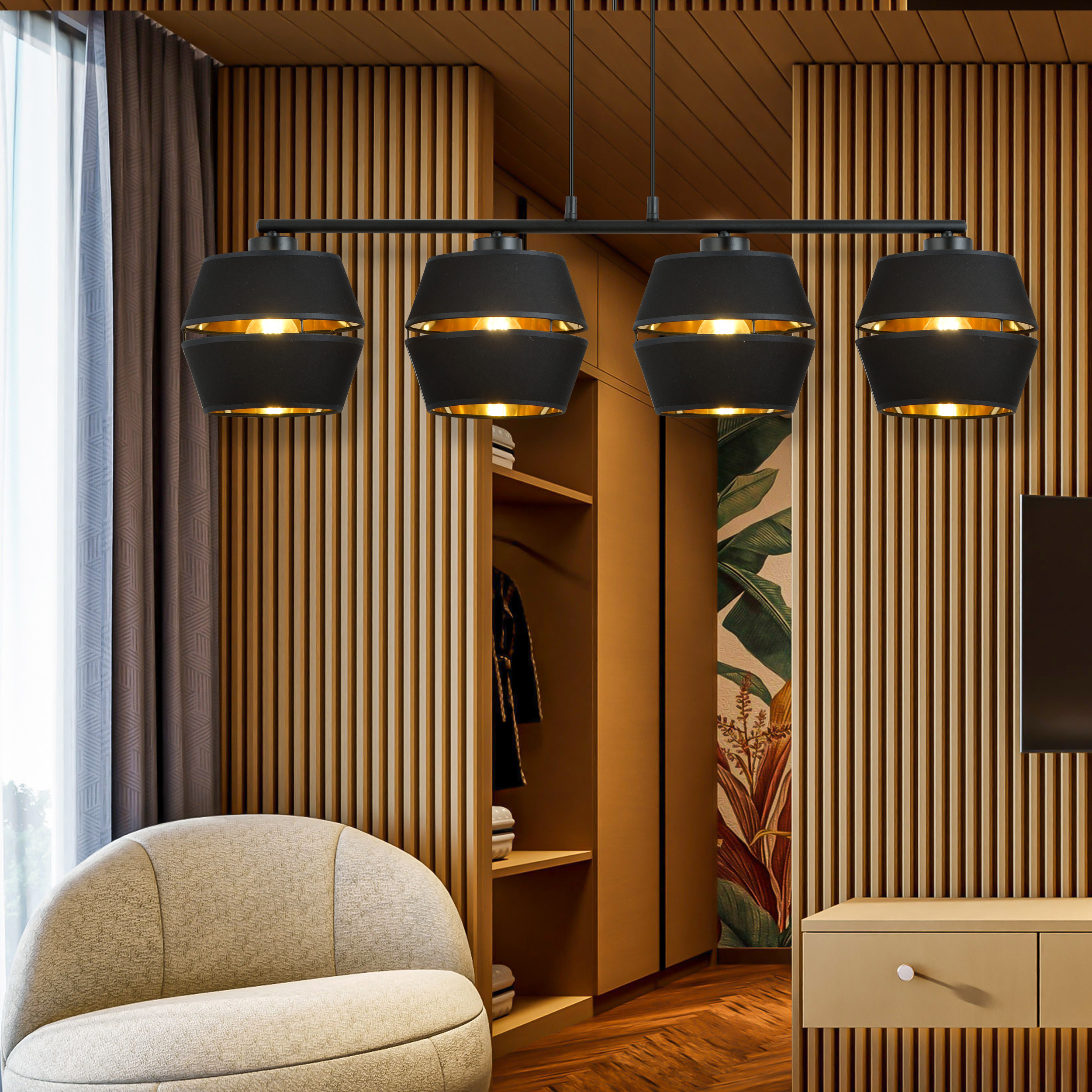 Emibig Piano lampa wisząca 4x15 W czarna-złota 1183/4