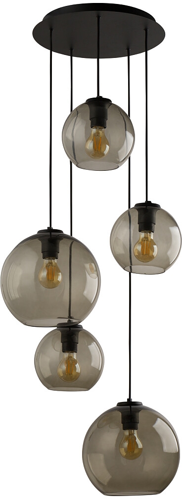 Nowodvorski Lighting Vetro lampa wisząca 5x25 W czarna-przydymiona 7642