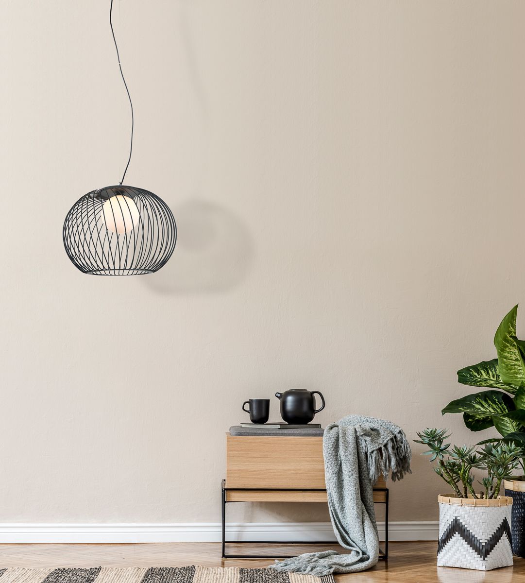 Italux Clarisa lampa wisząca 1x40 W czarna MDM-3842-1 BK