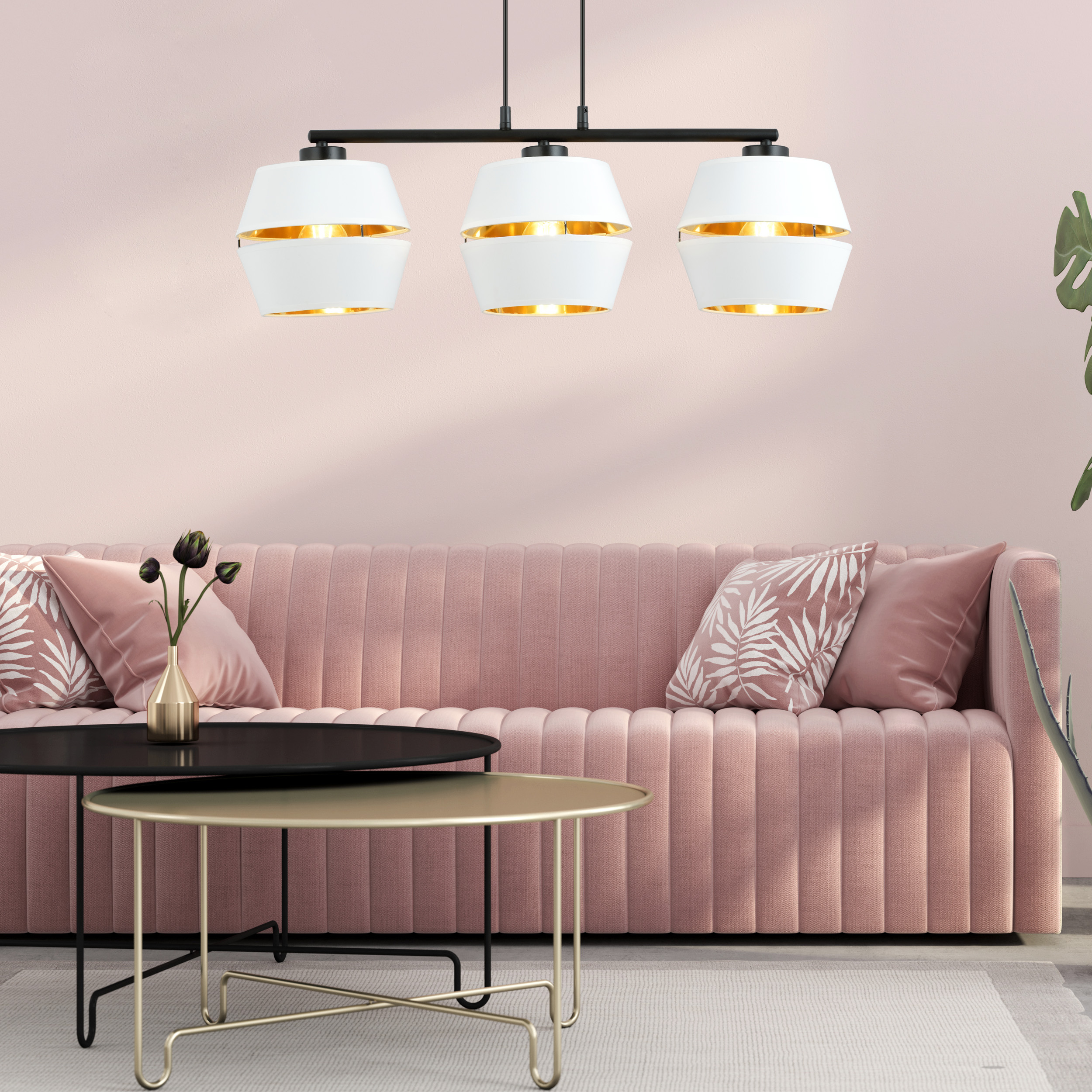 Emibig Piano lampa wisząca 3x15 W biała-czarna-złota 1182/3