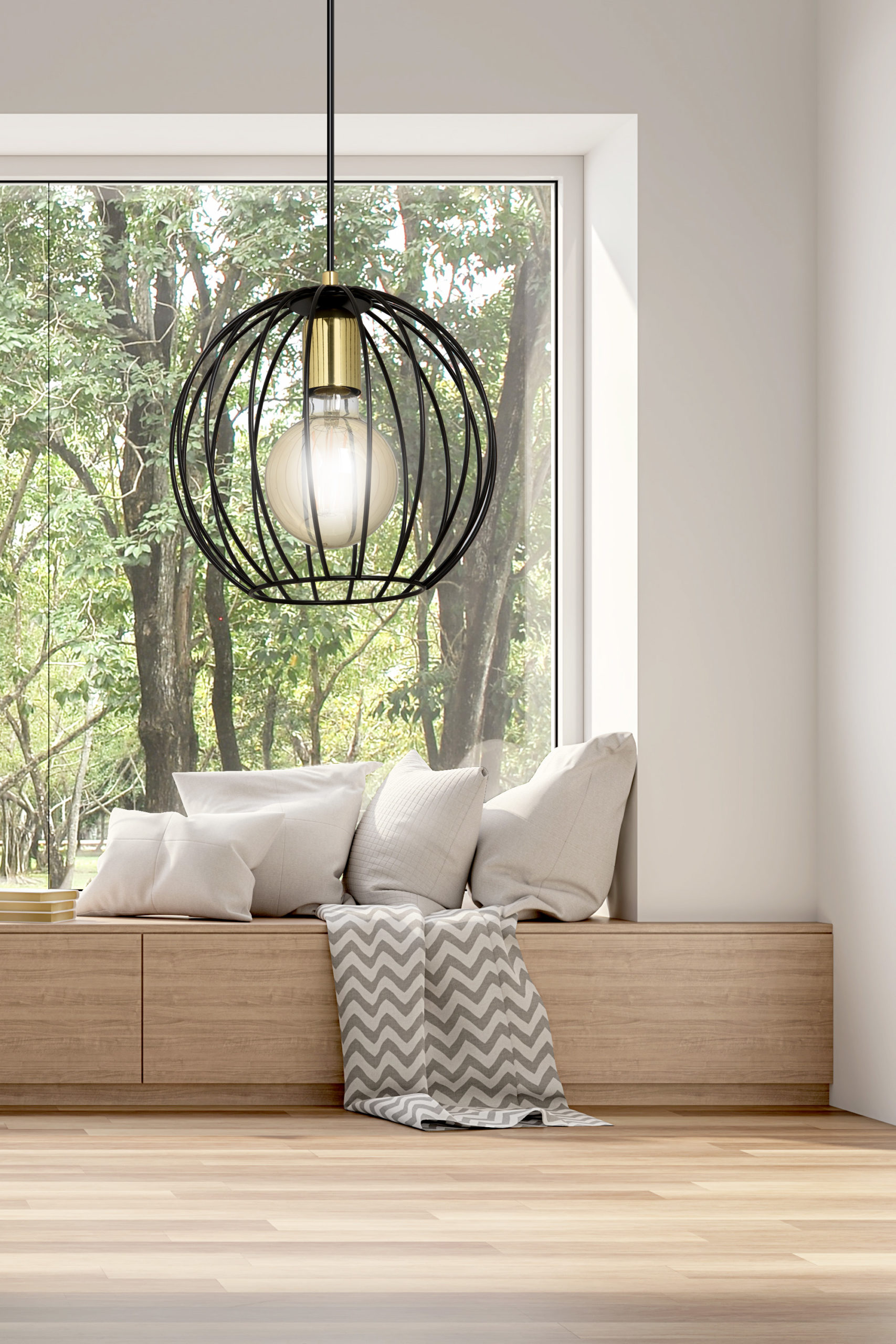 Emibig Albio lampa wisząca 1x15 W czarna-złota 144/1